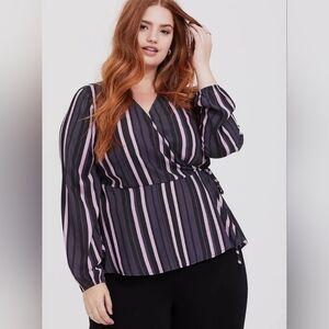 Torrid Black and Pink Striped Blouse